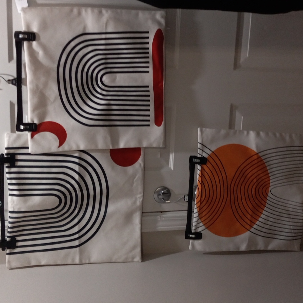 3 Pillow Covers  17.5" X 17.5" Squares, Hidden Zipper
